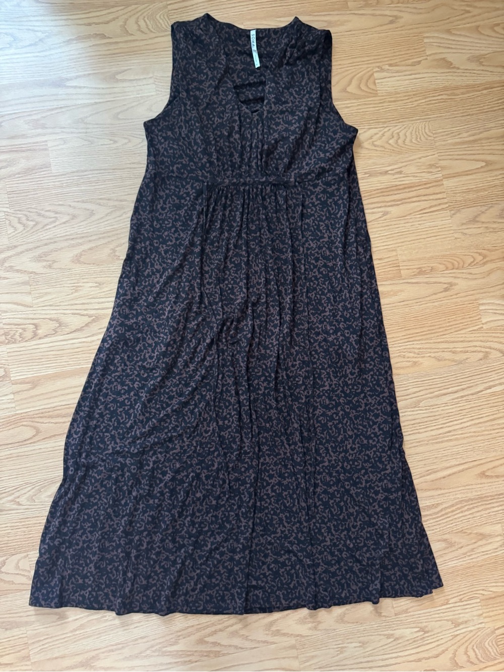 SOMA Sleeveless Black & Brown Patterned Maxi Dress - M
